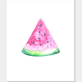 Pink Watercolor Watermelon Slice Posters and Art